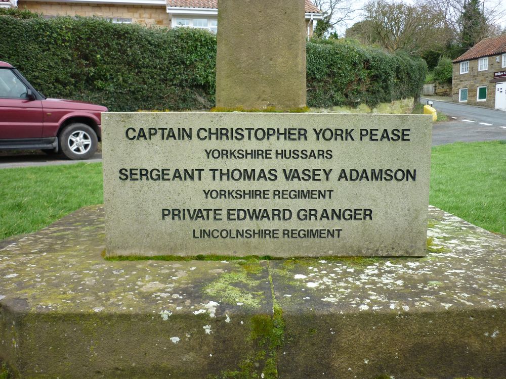 East face of the war memorial displaying Captain Christopher Pease name